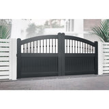 Curved Top Metal Double Driveway Gate with Mixed Infill Black (5636553572515)