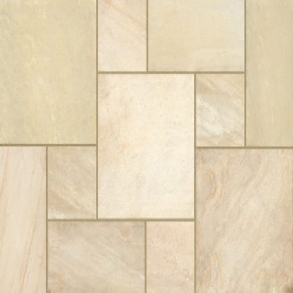 Eden Sandstone Porcelain Linear Pack Paving Slabs, 32 Pack, 1200 x 600 x 20 mm