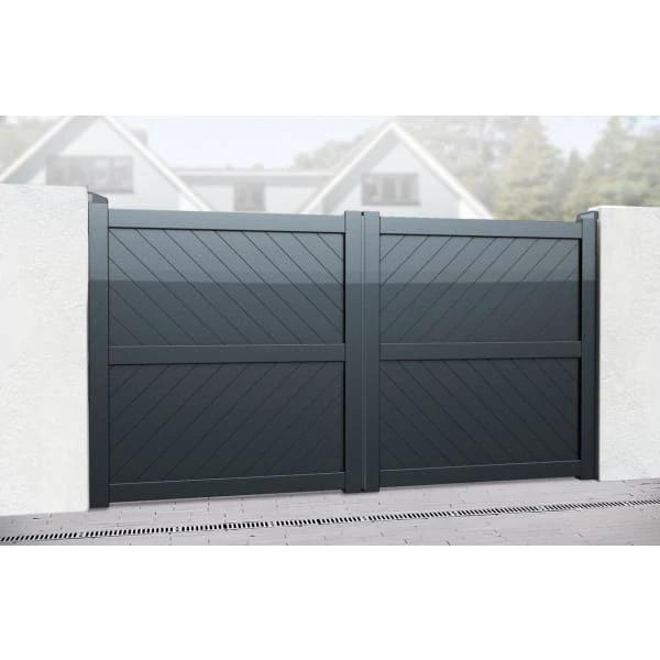 Flat Top Metal Double Driveway Gate with Diagonal Infill - Armstrong Cheshire