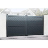 Flat Top Metal Double Driveway Gate with Diagonal Infill - Armstrong Cheshire