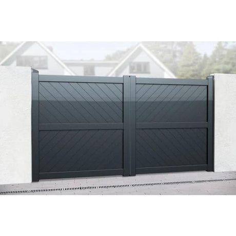 Flat Top Metal Double Driveway Gate with Diagonal Infill - Armstrong Cheshire