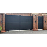 Flat Top Metal Double Driveway Gate with Diagonal Infill - Armstrong Cheshire