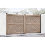 Flat Top Metal Double Driveway Gate with Diagonal Infill - Armstrong Cheshire