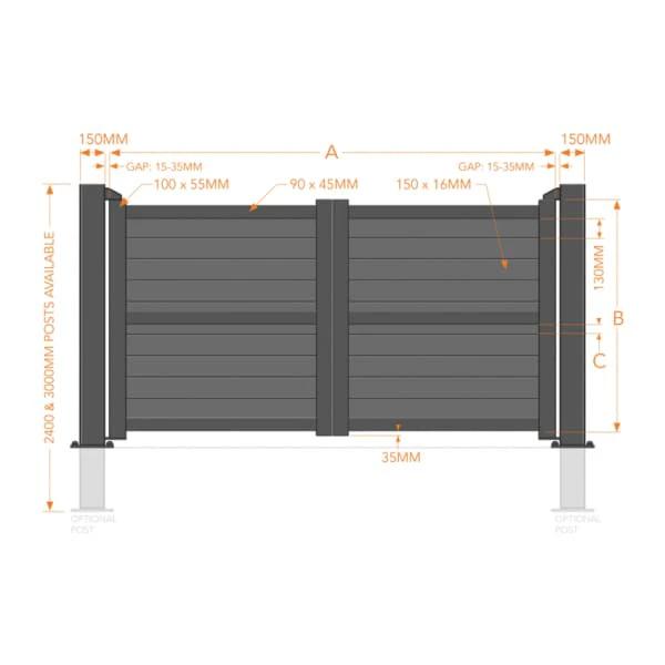 Flat Top Metal Double Driveway Gate with Horizontal Infill - Armstrong Cheshire