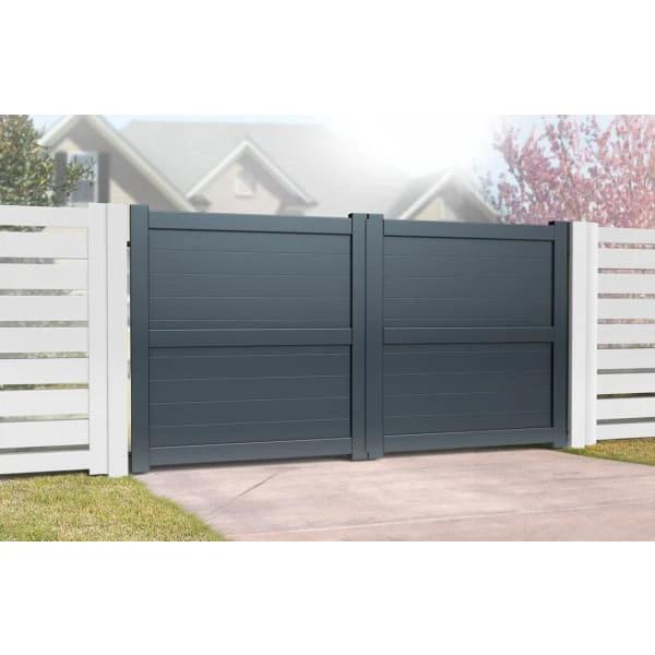 Flat Top Metal Double Driveway Gate with Horizontal Infill - Armstrong Cheshire
