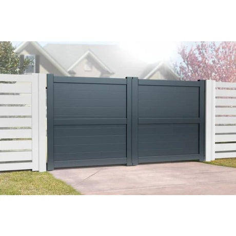 Flat Top Metal Double Driveway Gate with Horizontal Infill - Armstrong Cheshire