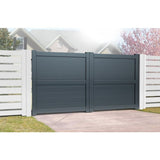 Flat Top Metal Double Driveway Gate with Horizontal Infill  (5636551835811)