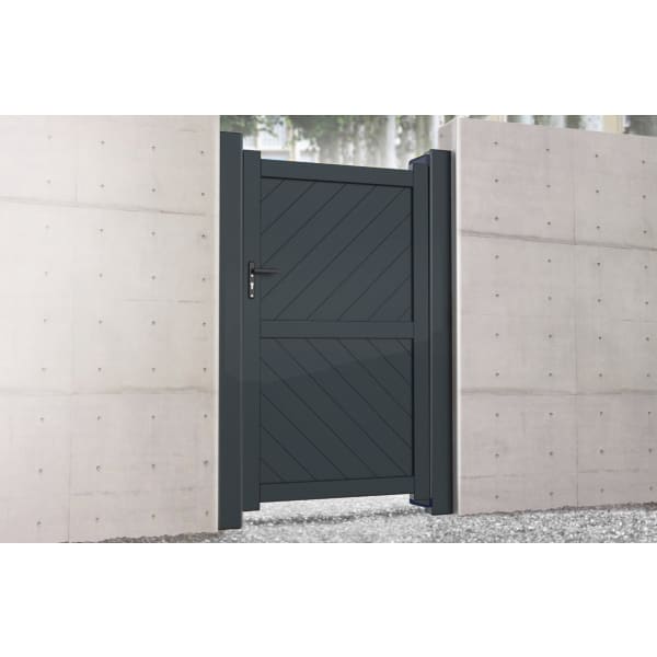 Flat Top Metal Side Gate with Diagonal Infill 