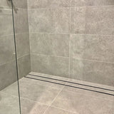 Lauxes Aluminium Slimline Tile Insert Linear Shower Drain Grate 26mm - Midnight Black - Armstrong Cheshire