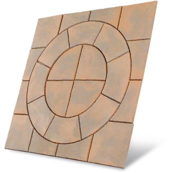 Chalice Concrete Paving Circle With Squaring Off Kit Honey Brown 3.24m2