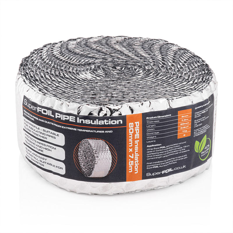 SuperFOIL  Double Layer Bubble Pipe Wrap Insulation 7.5m x 8cm