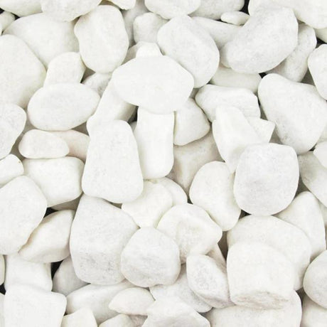 Polar White Spanish Marble Pebbles 20-50mm 25/50 20kg Bags - Armstrong Cheshire