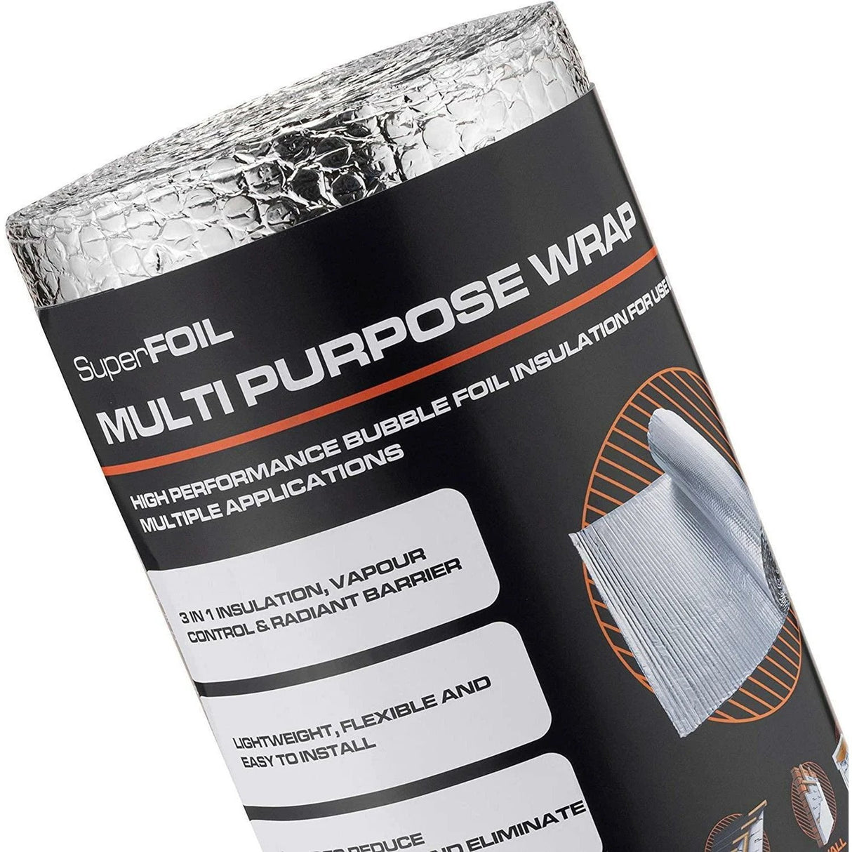 SuperFOIL Multi Purpose Insulation High Performance Reflective Bubble Foil Wrap for Multiple DIY Applications 0.6m x 7.5m - Armstrong Cheshire