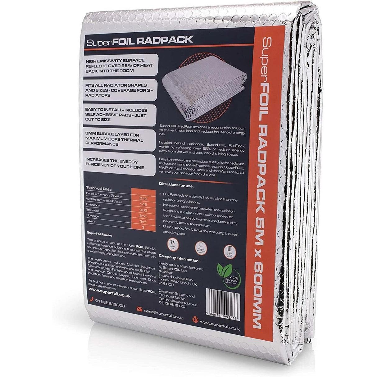 SuperFOIL Radiator Insulation Foil RadPack (5m x 60cm) - Armstrong Cheshire