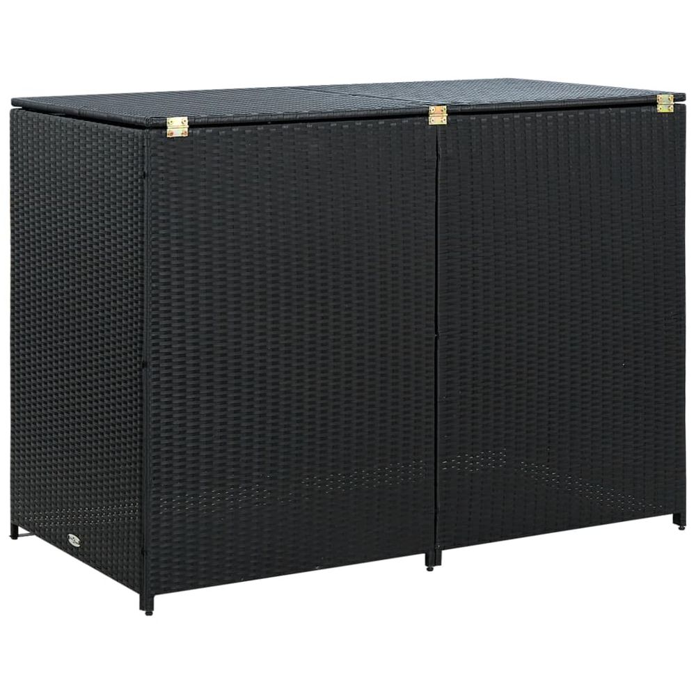Double Wheelie Bin Shed Poly Rattan Anthracite/Black Outdoor Garbage - Armstrong Supplies