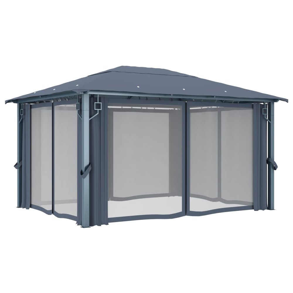 Gazebo with Curtain 400 x 300 cm Anthracite Aluminium - Armstrong Supplies