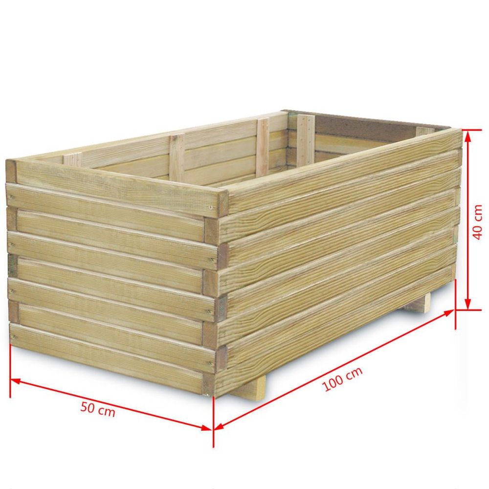 Raised Bed 100x50x40 cm Wood Rectangular - Armstrong Supplies