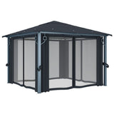 Gazebo with Curtain 300x300 cm Anthracite Aluminium - Armstrong Supplies